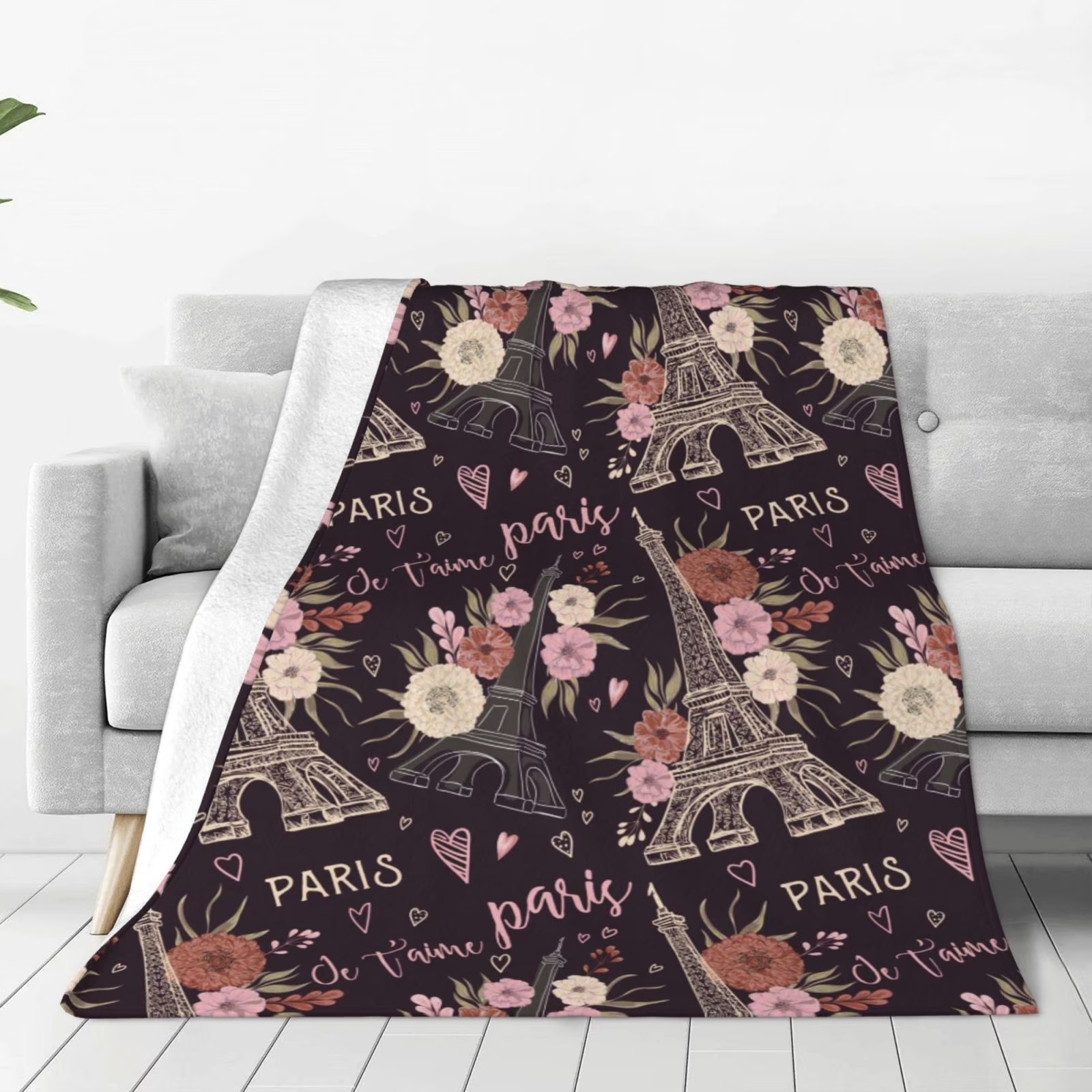 Home Textiles Paris - Couverture polaire romantique avec motif floral