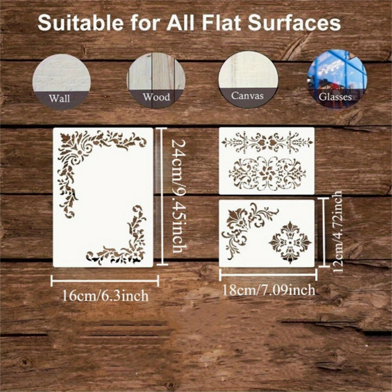 6 pochoirs floraux d'angle pou - Vintage Home Textiles avis et prix
