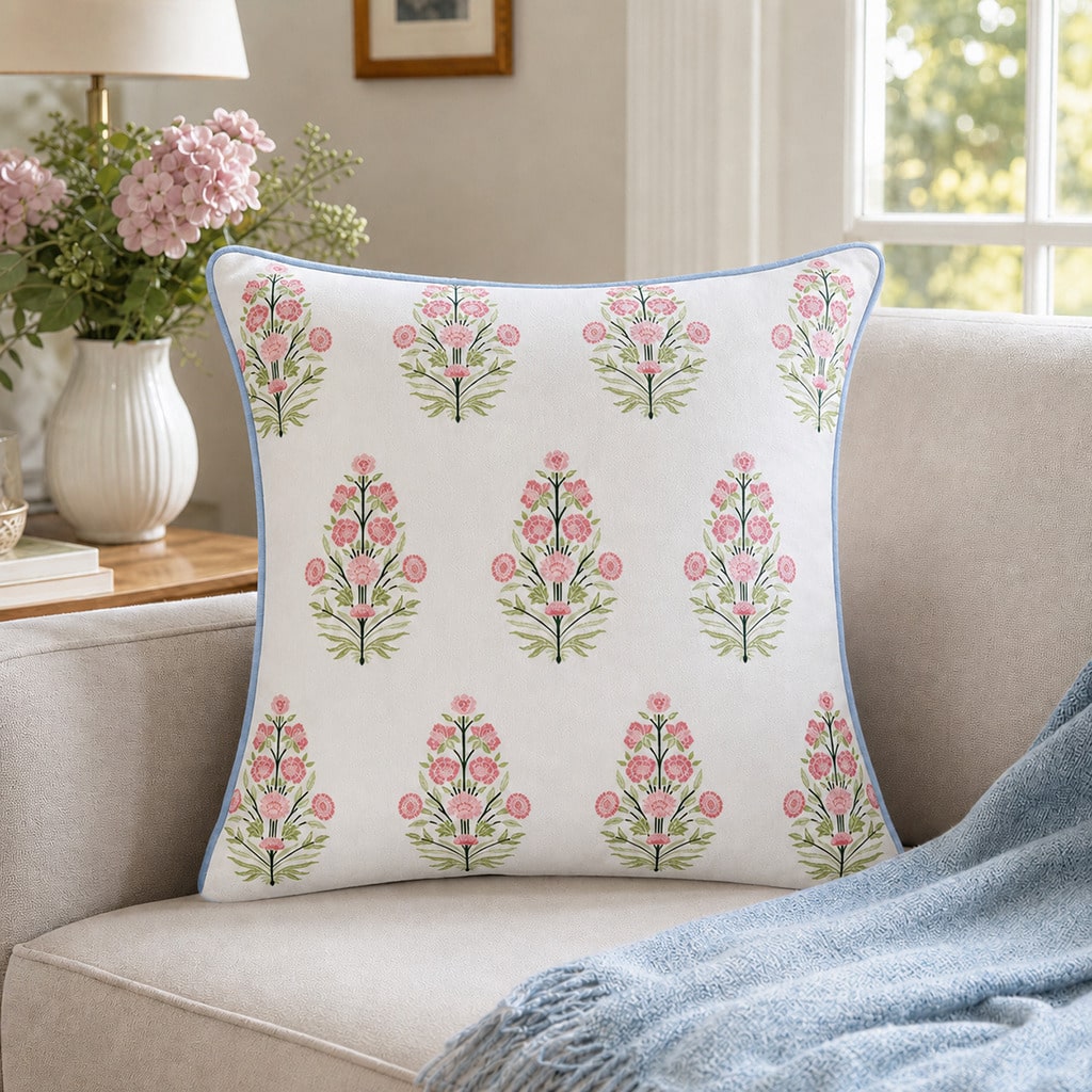 Housse de coussin à fleurs ros - Pillow Insert 18X18 avis et prix